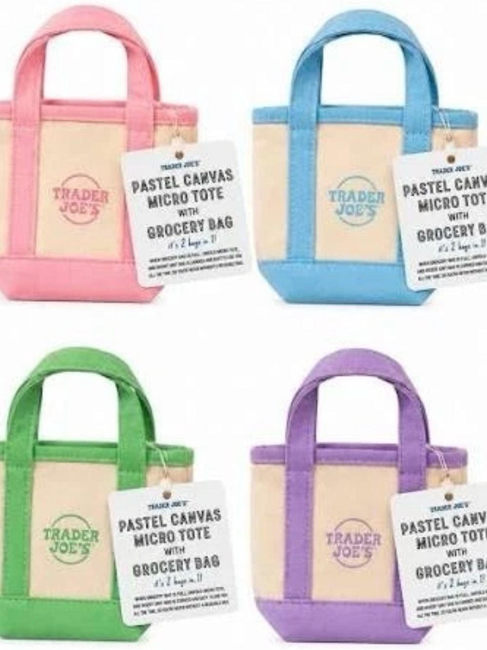 Trader Joe’s Micro Tote Minies 4 pack. Pre-order